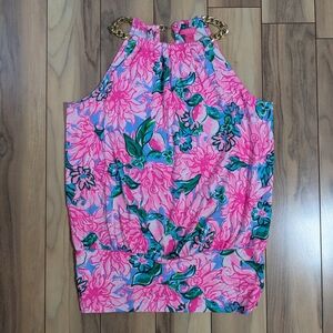 EUC! Lilly Pulitzer Bowen Top Pink Blossom Try Your Zest Size S
